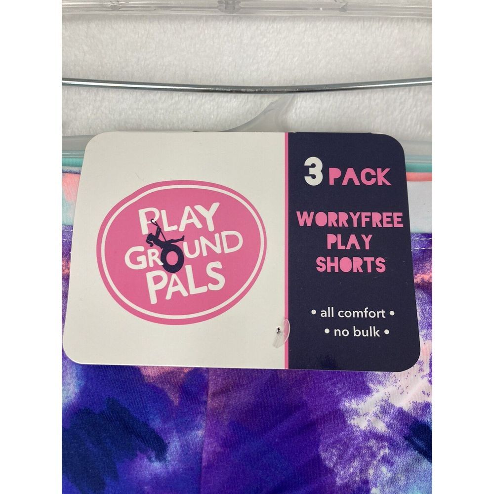 Playground Pals Play Shorts Girls 3 Pack Tie Dye/Teal/White Size L‎ 10/12  NWT
